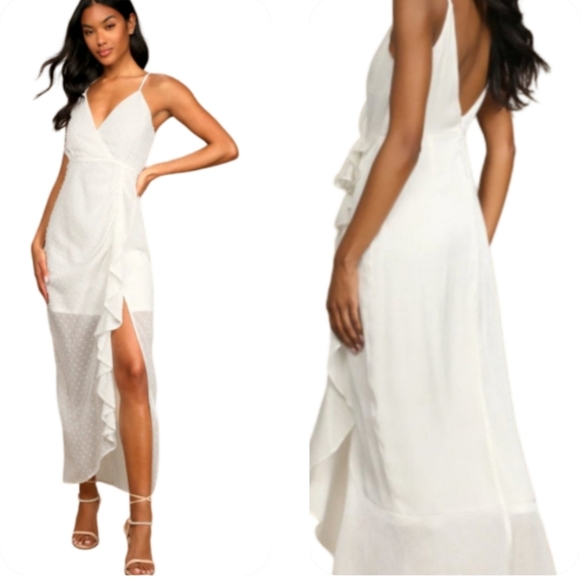 Lulu's White Textured Faux Wrap Bridal Dance Dress Size S NWOT - Picture 1 of 16